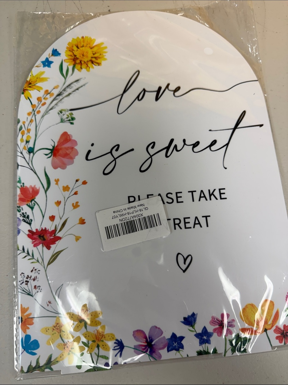 Love Is Sweet Please Take A Treat Floral Table Decor - White table sign new